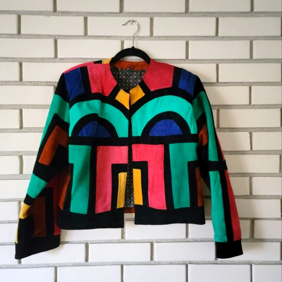 Suede Color Block Jacket! - Picture 1 of 8